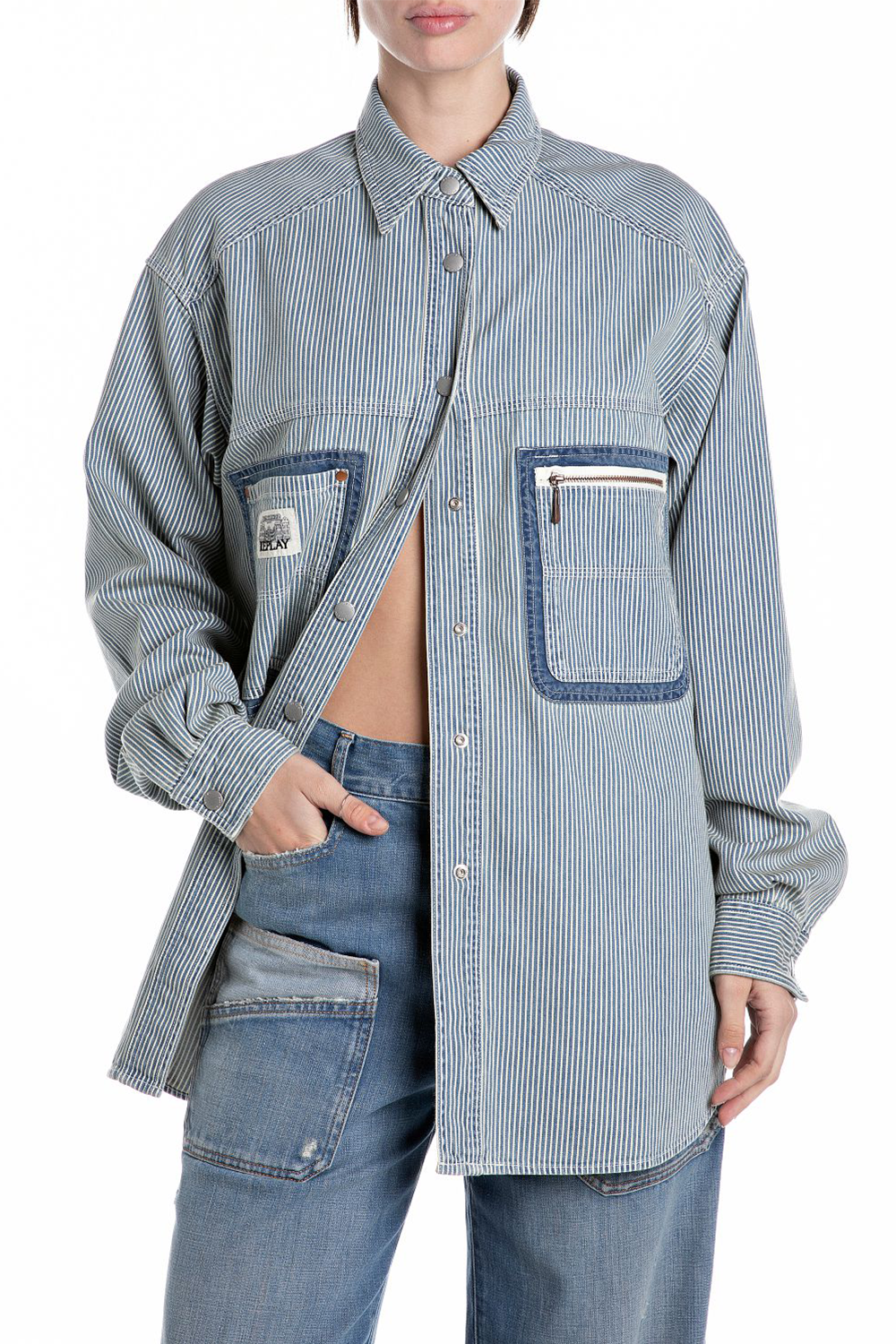 Striped Denim Skjorte