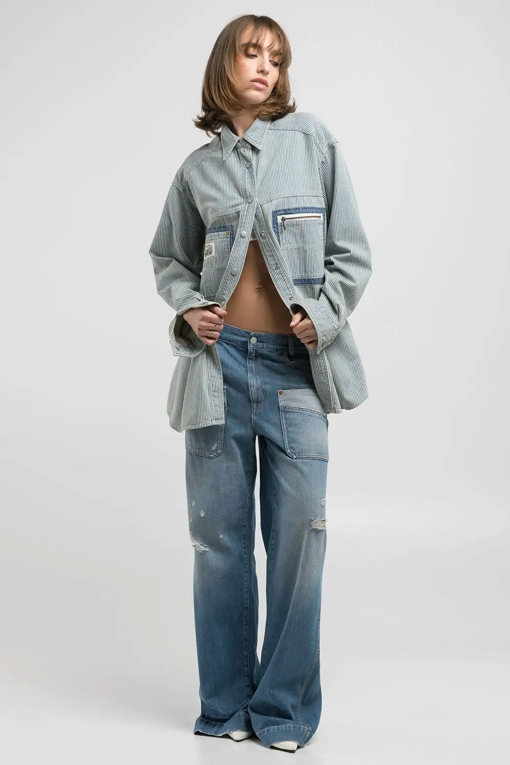 Striped Denim Skjorte