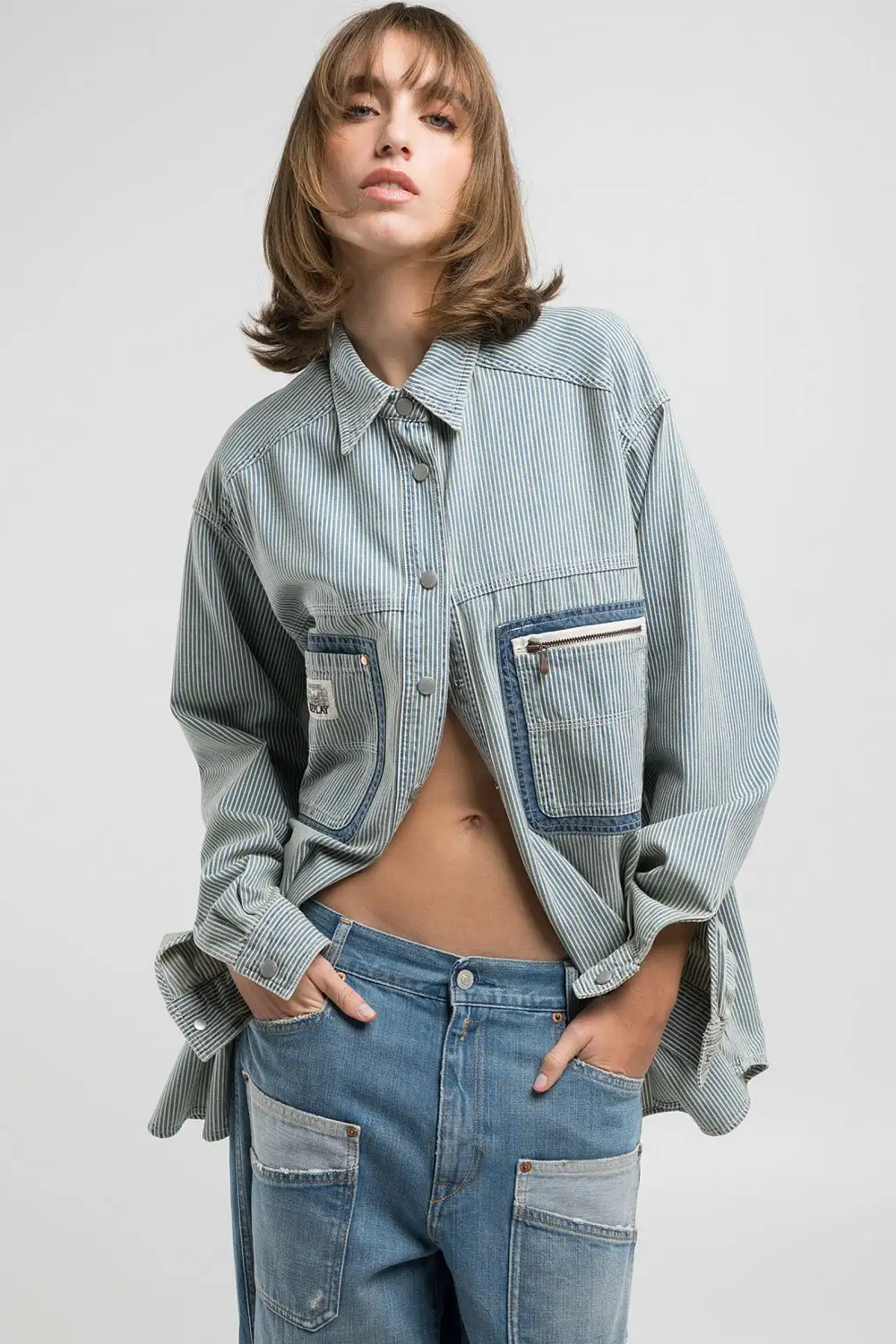 Striped Denim Skjorte