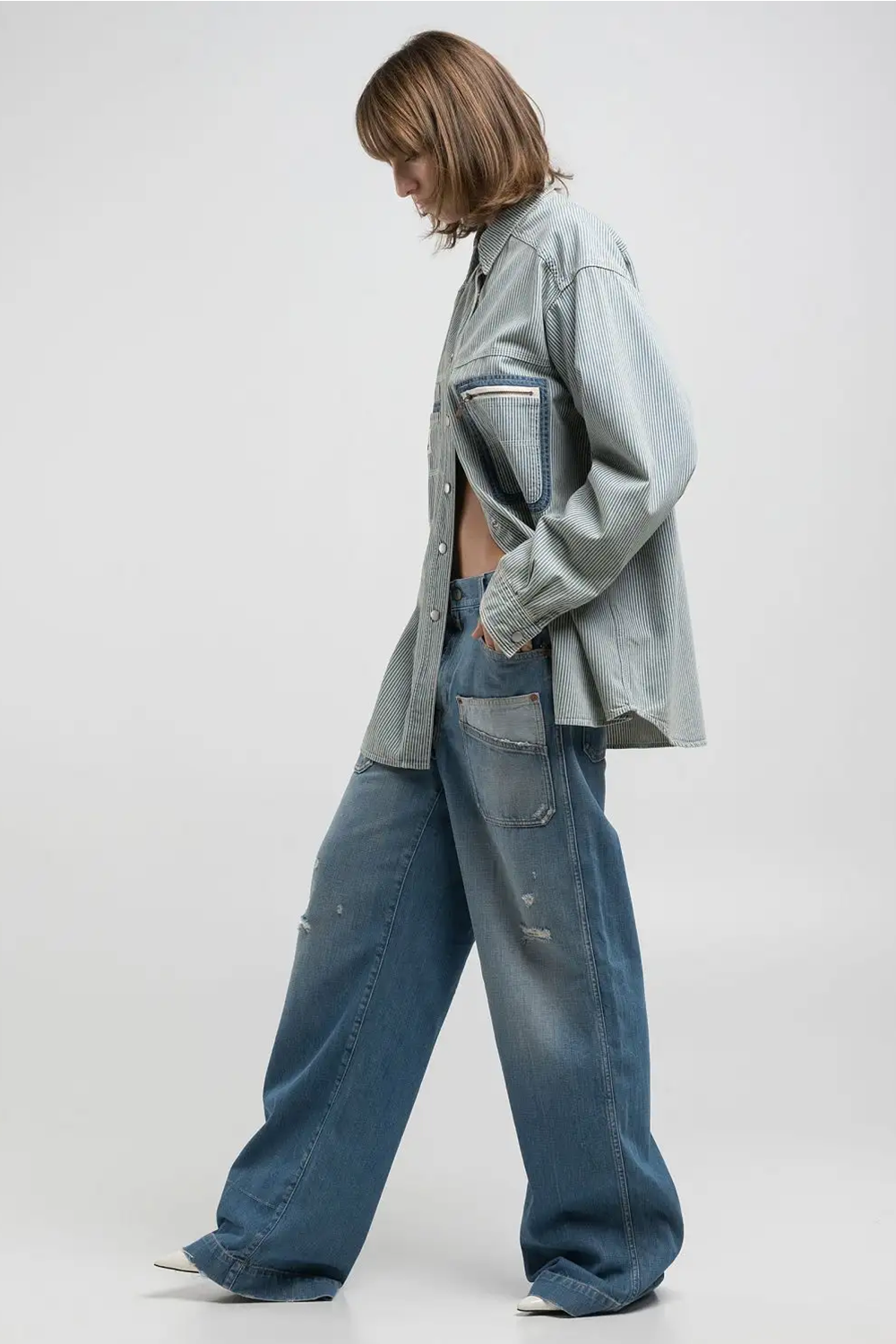 Striped Denim Skjorte