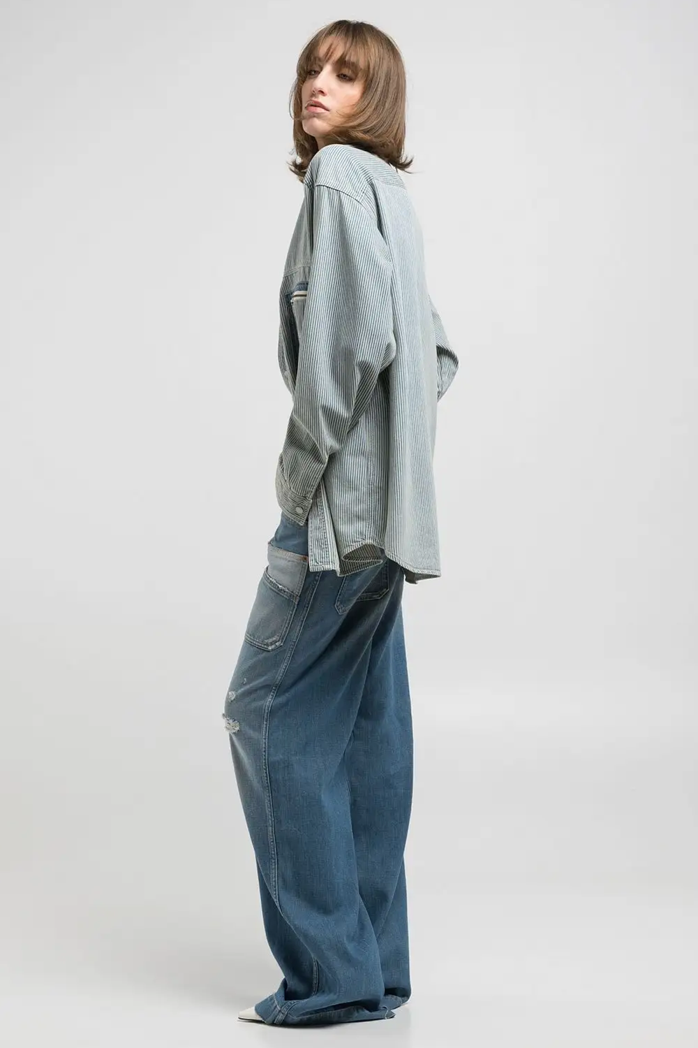 Striped Denim Skjorte