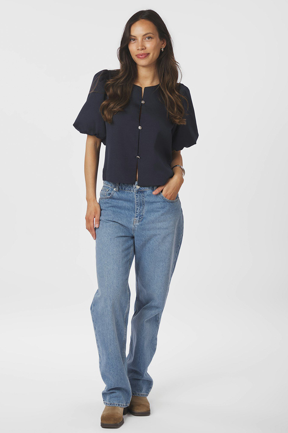 Aisa Dull Satin Bluse