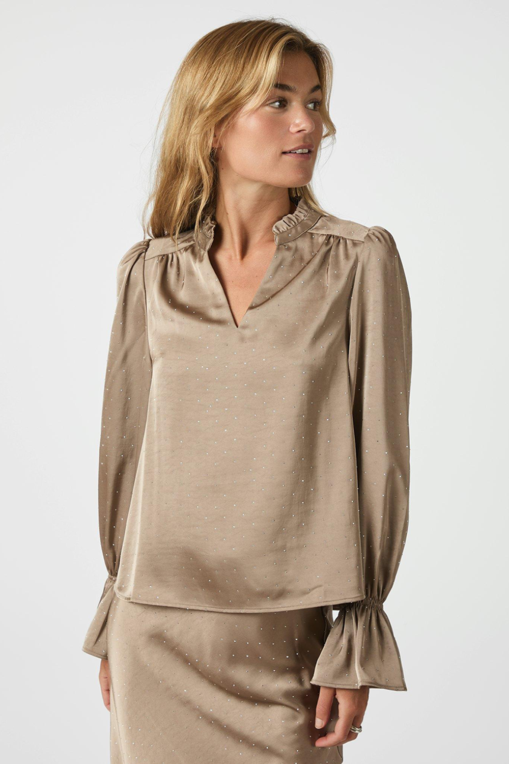 Amara Heavy Sateen Bedaz Bluse