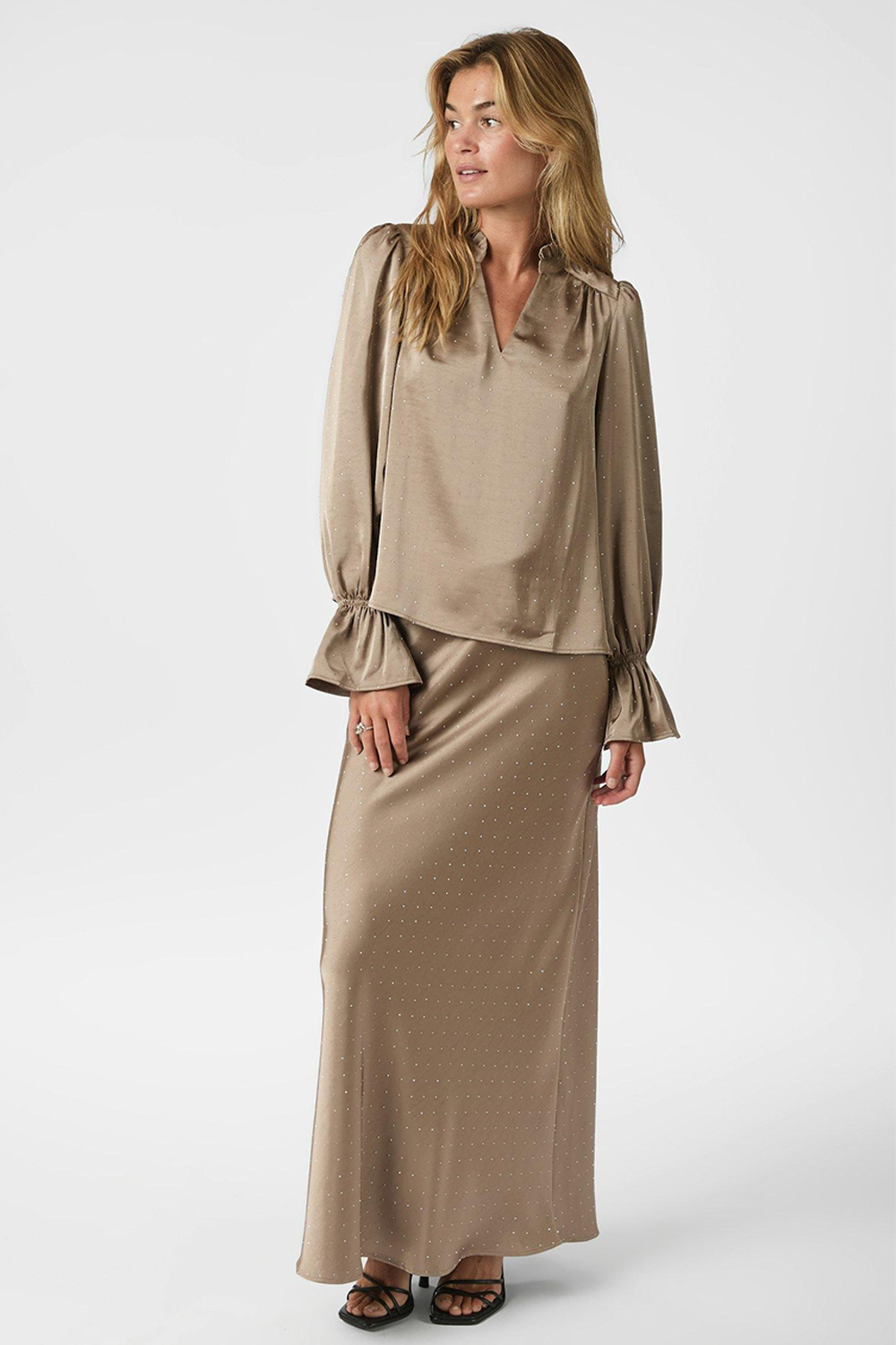 Amara Heavy Sateen Bedaz Bluse