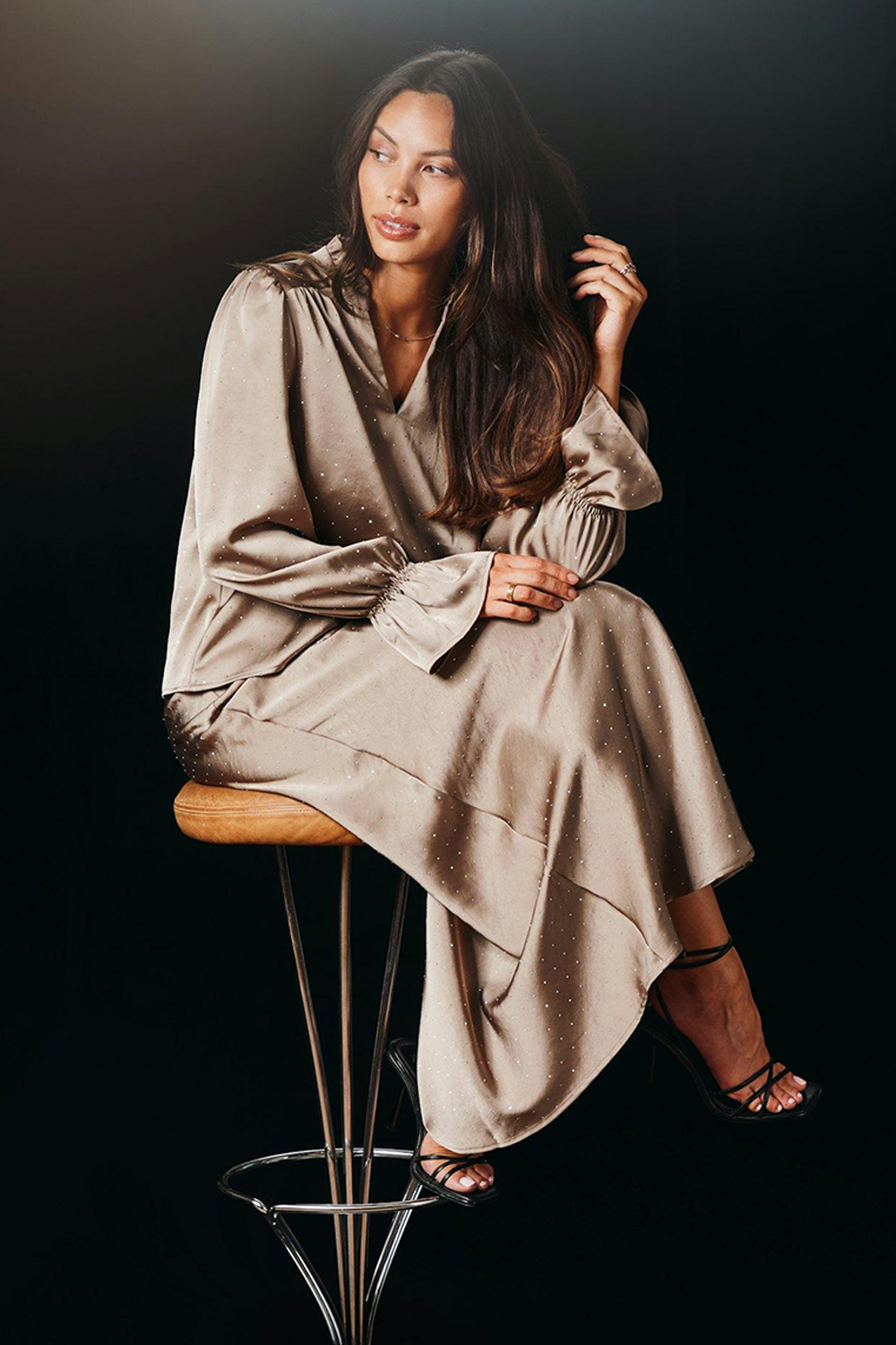 Amara Heavy Sateen Bedaz Bluse