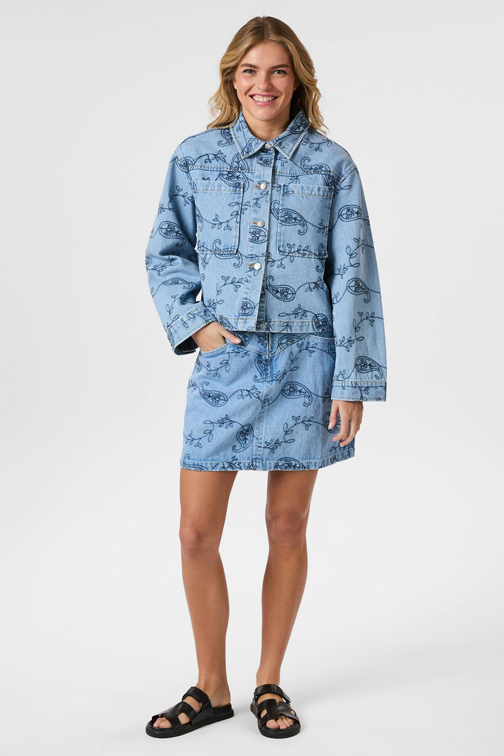 Gabani Embroidery Denim Nederdel