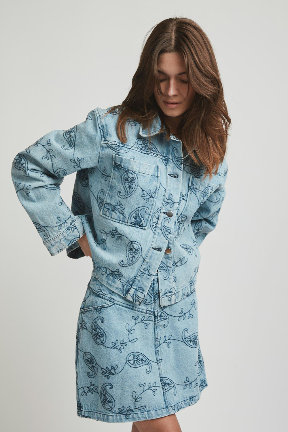 Gabani Embroidery Denim Nederdel