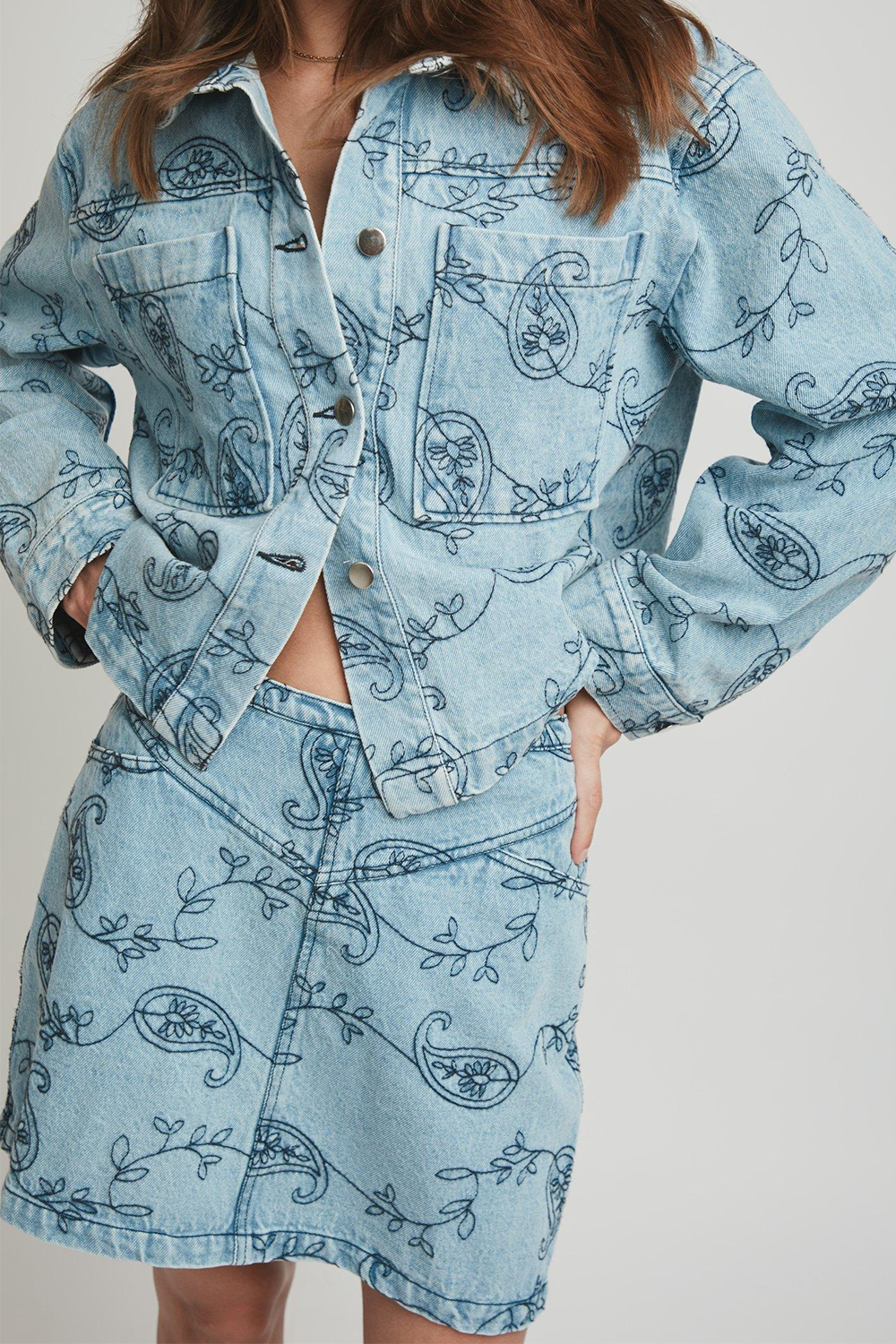 Gabani Embroidery Denim Nederdel