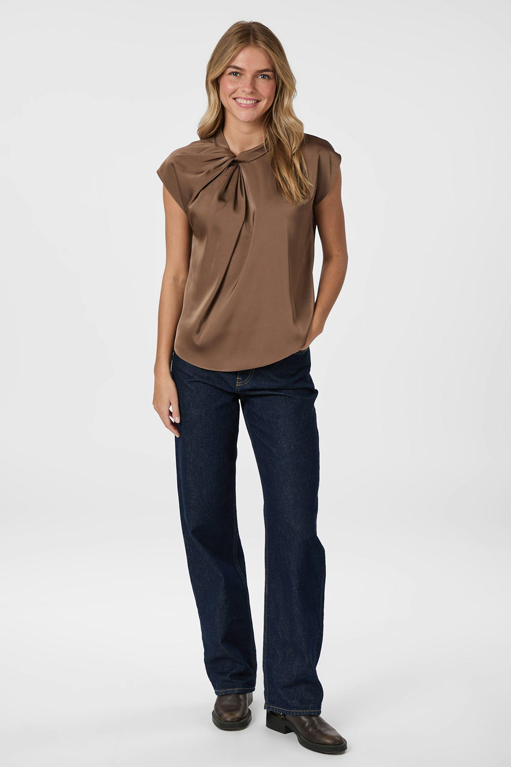 Fleur Drapy Satin Bluse