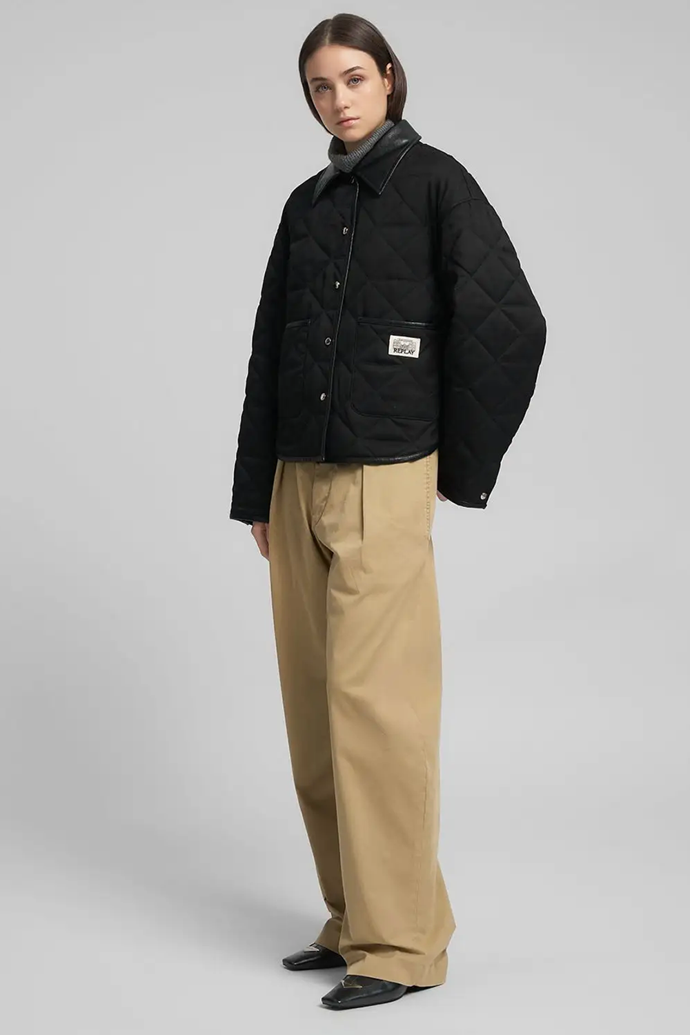 Cropped Quilted Jakke