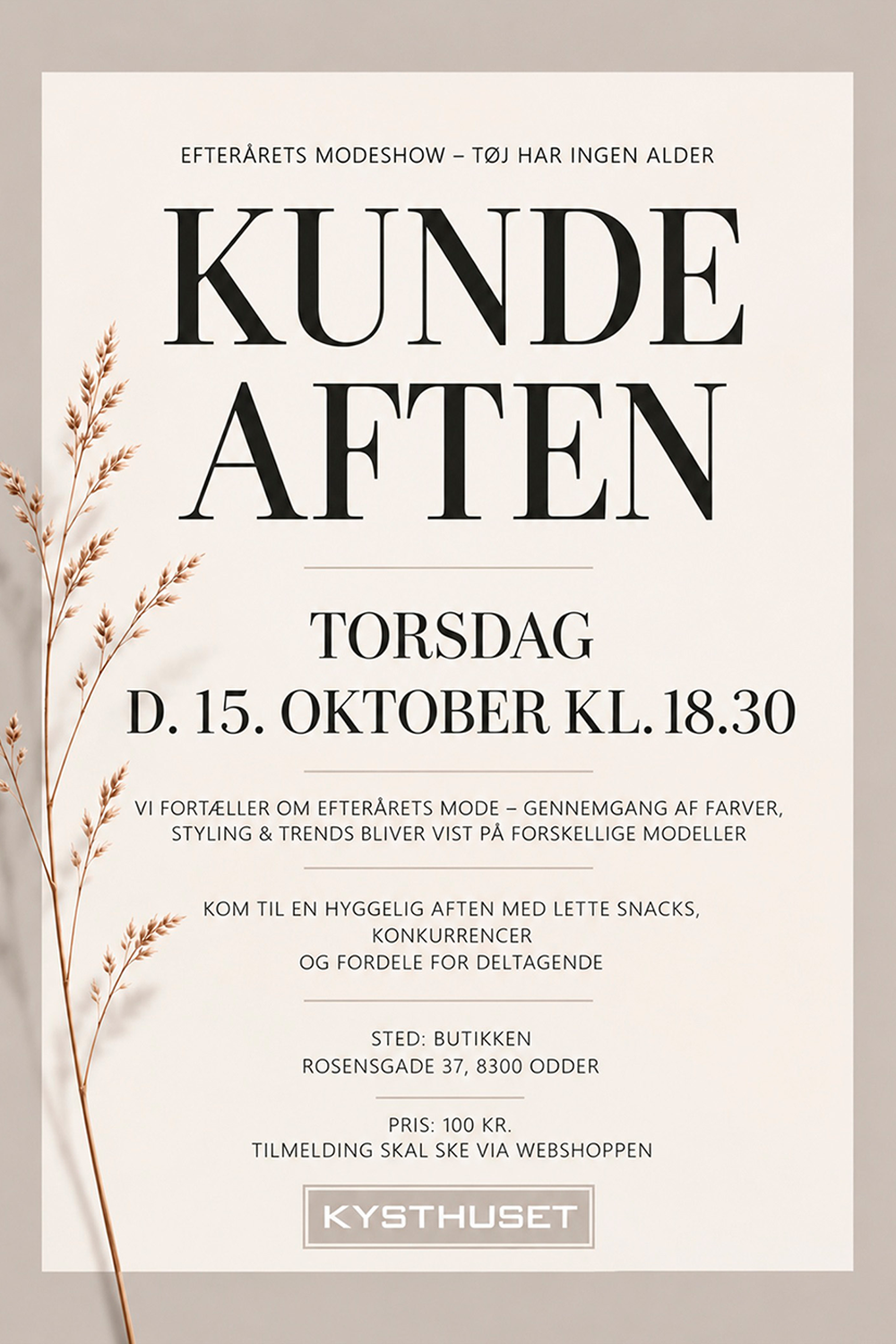 KUNDEARRANGEMENT D. 15. OKTOBER