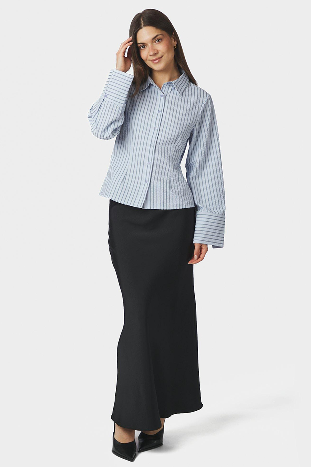 Rosa Striped Crepe Skjorte
