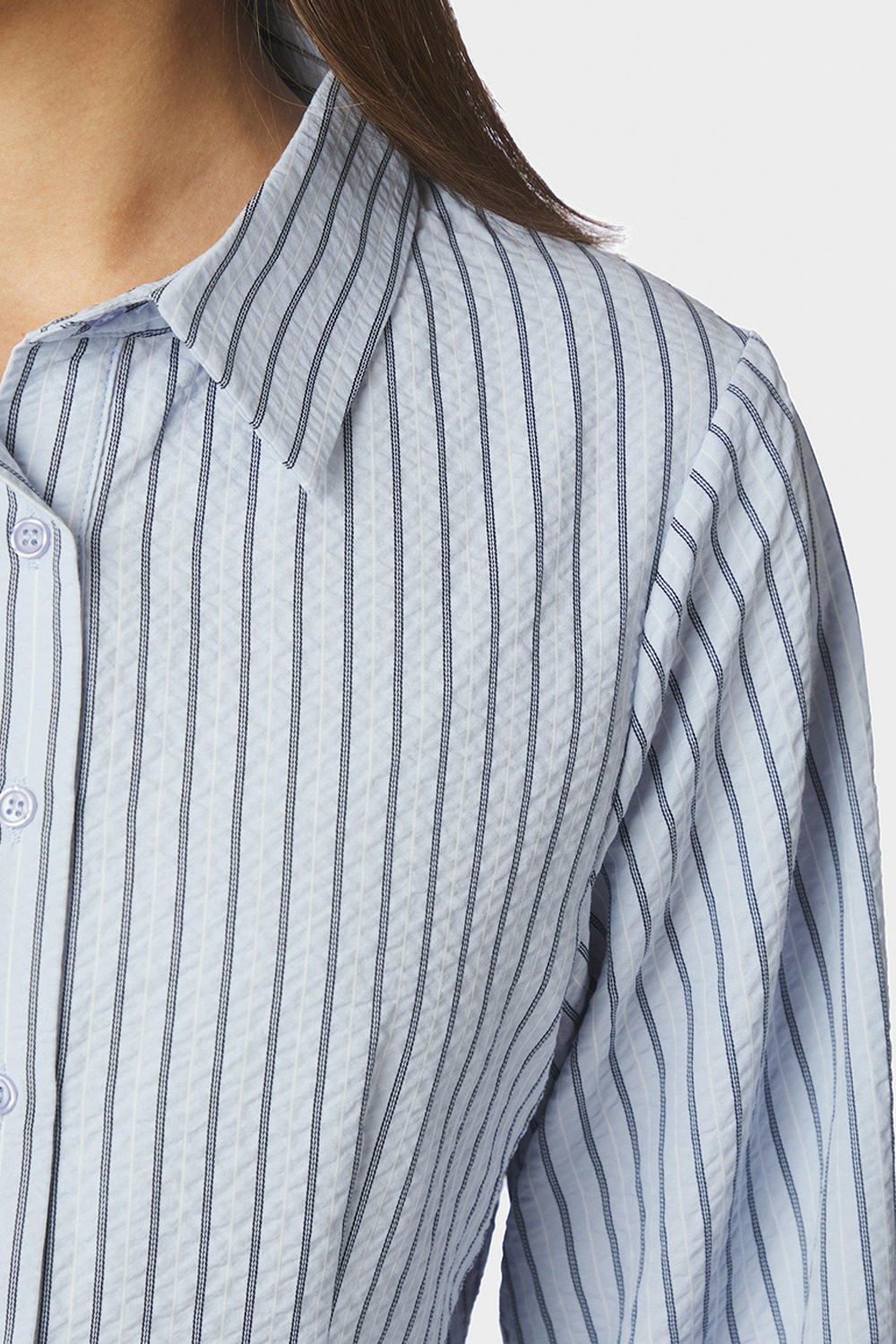 Rosa Striped Crepe Skjorte