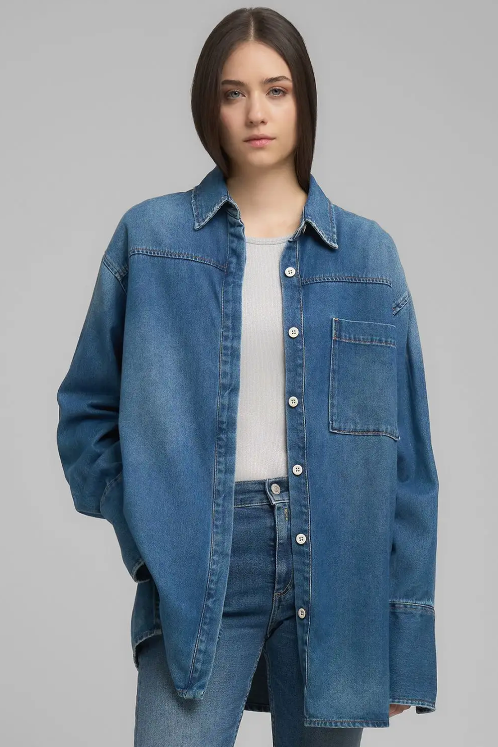Oversized Denim Skjorte