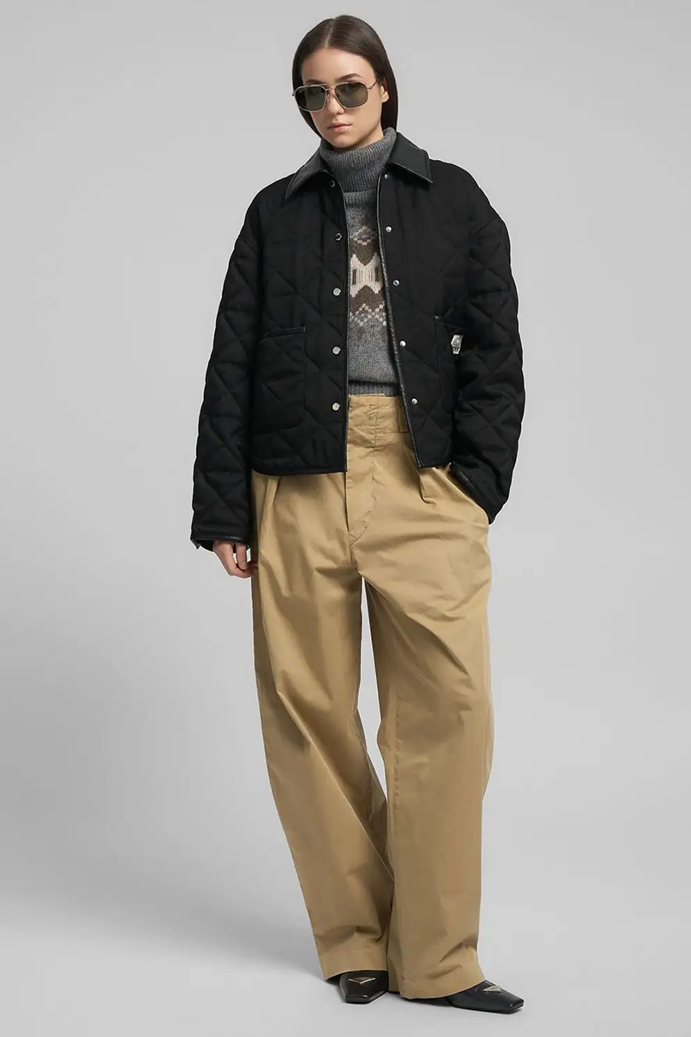 Cropped Quilted Jakke