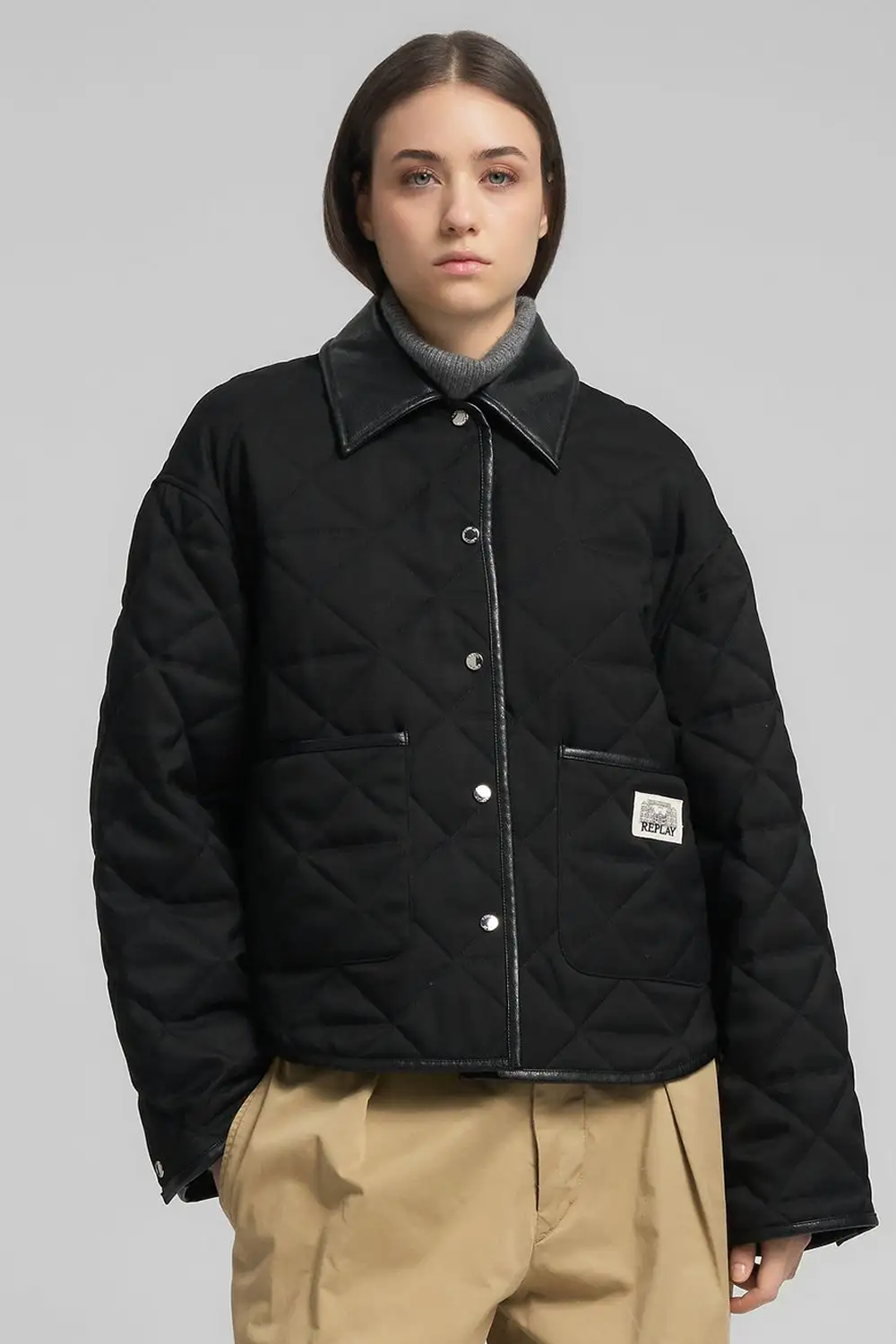 Cropped Quilted Jakke
