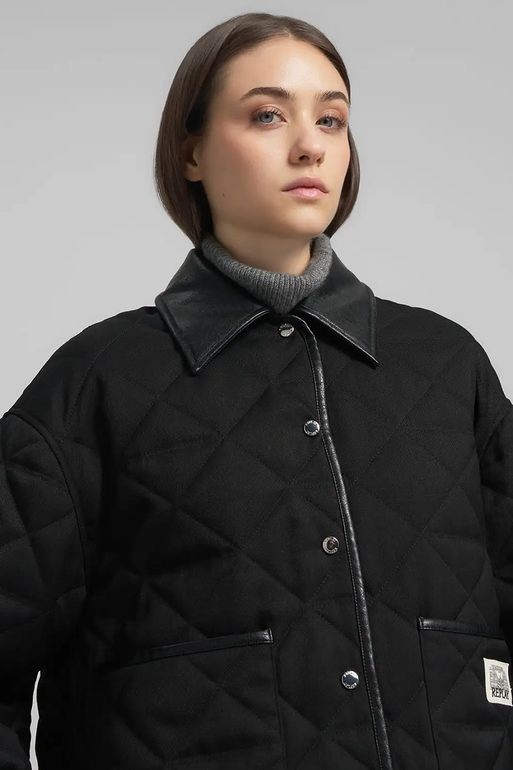 Cropped Quilted Jakke