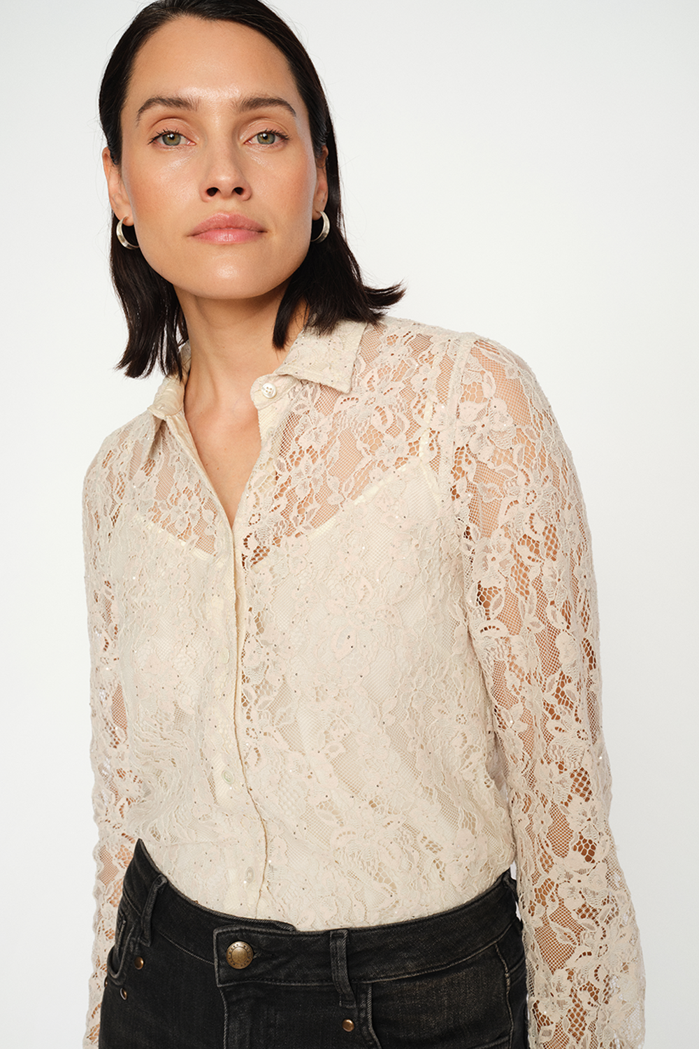 MMKether Lace Sequin Skjorte