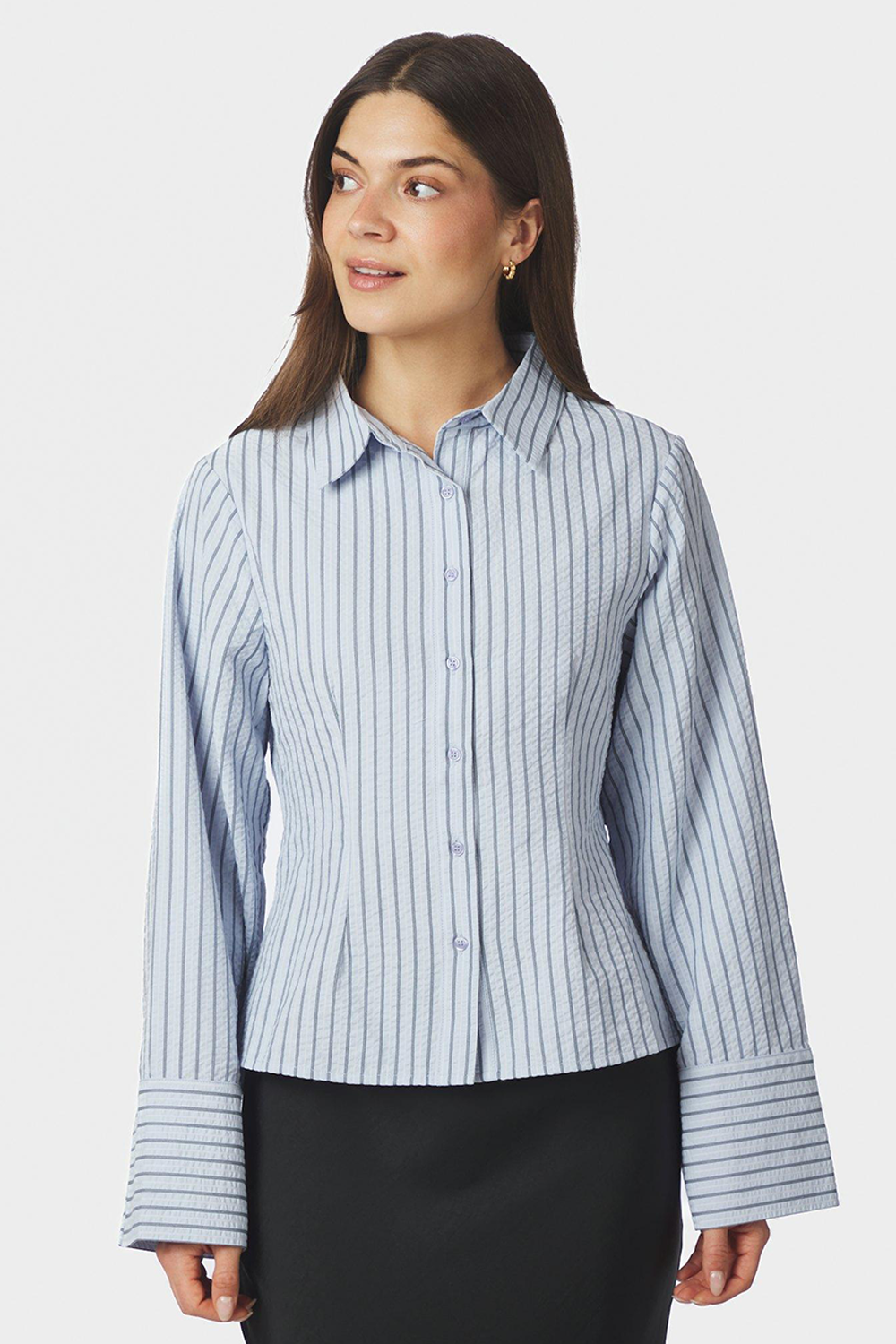 Rosa Striped Crepe Skjorte
