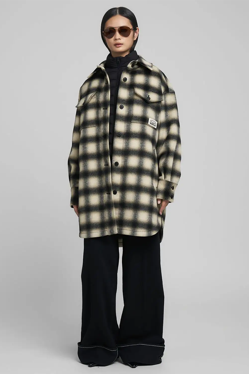 Chequered Wool-Blend Jakke