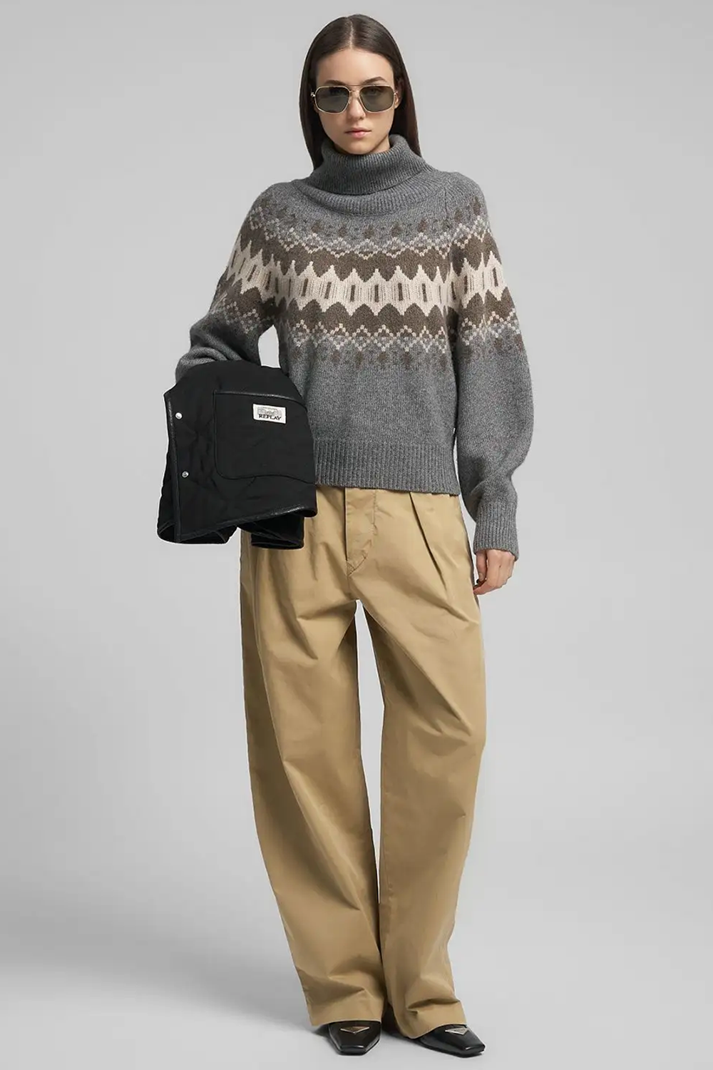 Polo-Neck Uld Striktrøje