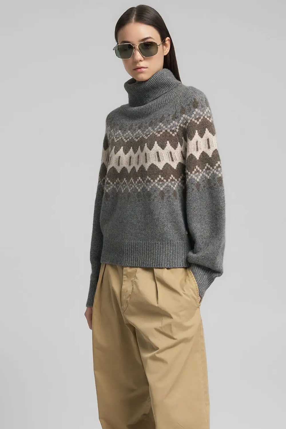 Polo-Neck Uld Striktrøje